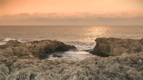Golden seashore at sunset Stock-Footage 1066897