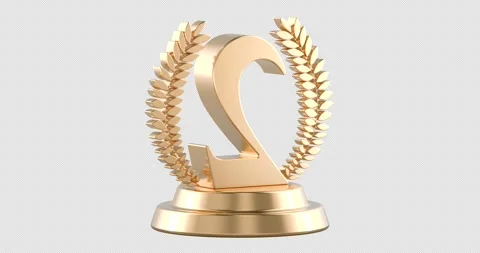 Golden second place trophy rotation animation seamlessly loopable. 3D rende.. Stock Footage 326972392