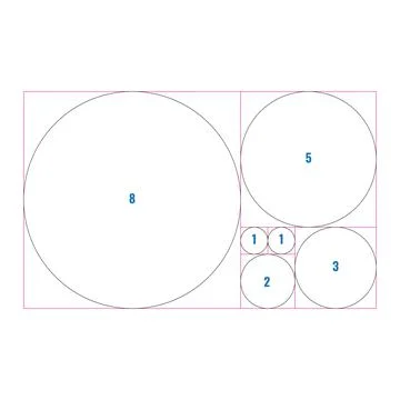 Golden section ratio or proportion circles. Harmonious concept with circles 스톡 일러스트