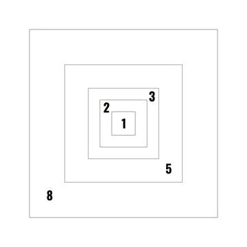 Golden section ratio or proportion squares. Harmonious concept with rectangle Stock Illustration