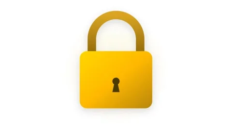 Golden Security Padlock Icon Snapping Closed with Luminous Pulse and Soft D.. Stock Footage 346006868
