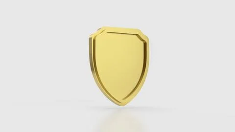 Golden Security Shield Protection Symbol 3d render. Stock Illustration