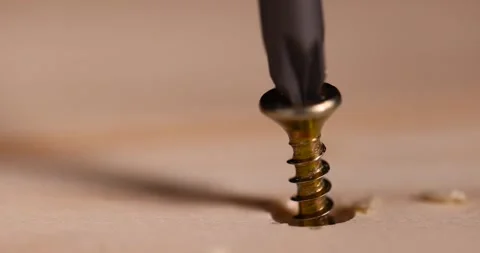 Golden self-tapping screws for installation and construction work with wood, Stock Footage 280890797