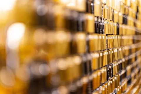Golden Sequin wall with light reflection for luxury interior wall decoration. 写真素材