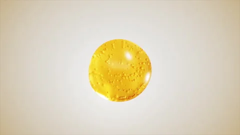 Golden Serum Liquid Bubble Isolated. Collagen Skin Cosmetics. Moisturizing Cream Stock-Footage 274208155