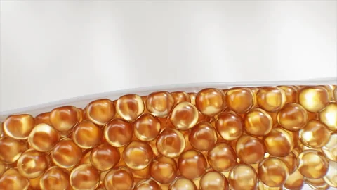 Golden Serum Liquid Bubbles Attached to Skin. Hyaluronic Acid Molecules Helps Stock-Footage 273786947