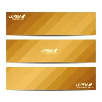 Golden set of vector banners. Background with gold triangles. Web banners, card Stock Illustration