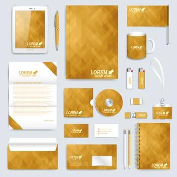 Golden set of vector corporate identity template. Modern business stationery 스톡 일러스트