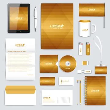 Golden set of vector corporate identity template. Modern business stationery Stock Illustration