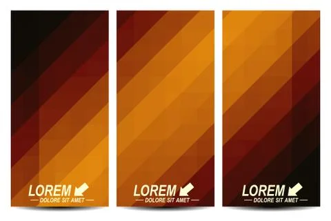 Golden set of vector flyers. Background with gold triangles. Flyer, web, banner Stock Illustration