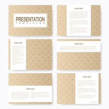 Golden set of vector templates for multipurpose presentation slides. Brochure Illustrazione stock