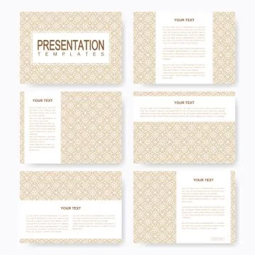 Golden set of vector templates for multipurpose presentation slides. Brochure Stock Illustration