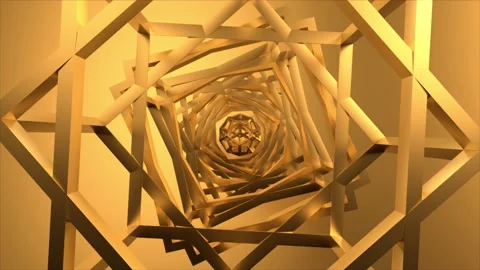 Golden Shapes Tunnel Loop Video stock 226840624