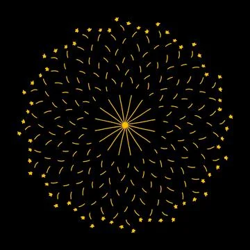 Golden sharp oval sequins glitter round ring background template. Firework .. Stock Illustration