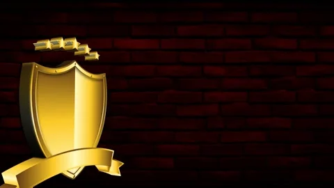 Golden shield 3d opening logo green screen background Video stock 291601200