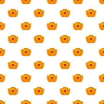 Golden shield badge pattern achieving victory and success Stock Illustration