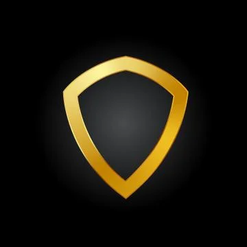 Golden Shield on dark background. Isolated Vector Illustration Stock Illustration