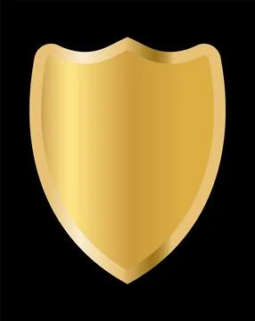 Golden shield emblem on white background, perfect for security, heraldic, or Stock Illustration
