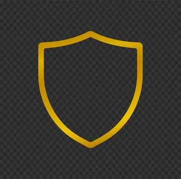 Golden Shield Outline Security Icon Stock Illustration