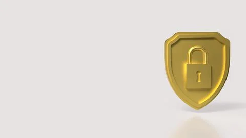 Golden Shield Padlock Symbol For Data Security Protection 3d render.. Stockillustratie