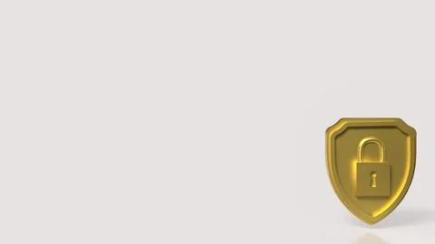 Golden Shield Padlock Symbol For Data Security Protection 3d render.. Stockillustratie