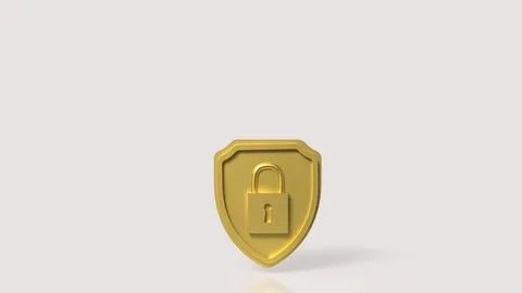 Golden Shield Padlock Symbol For Data Security Protection 3d render.. Stockillustratie