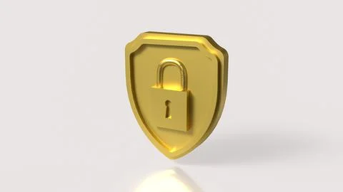 Golden Shield Padlock Symbol For Data Security Protection 3d render.. Stockillustratie