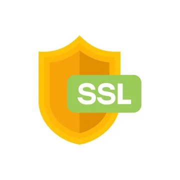 Golden shield providing ssl technology data protection Stock Illustration