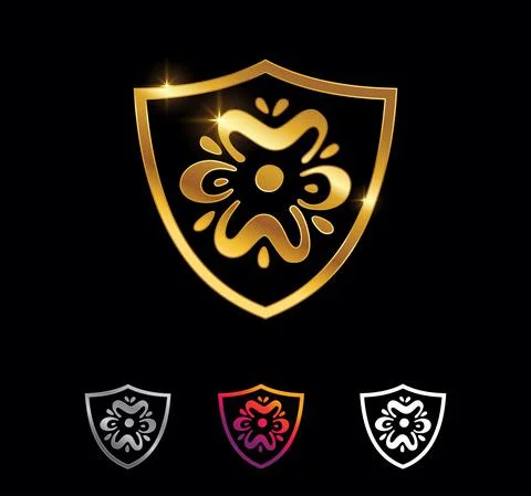 Golden Shield Vector Sign Stock Illustration