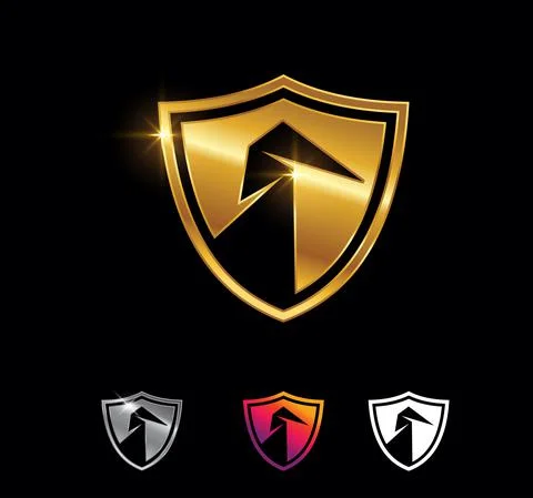 Golden Shield Vector Sign Stock Illustration