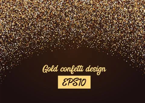 Golden shimmer confetti random falling Illustrazione stock
