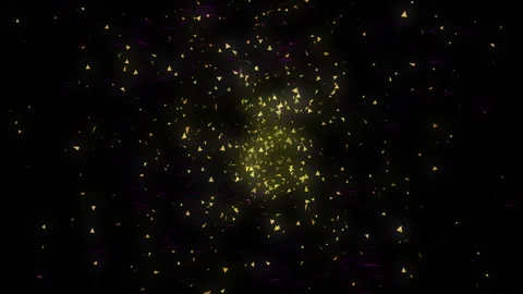 Golden shimmering particles floating on a dark background Stock Footage 343199589