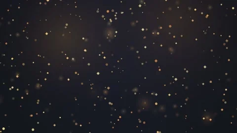 Golden shimmering particles gently float and sparkle on dark background, ab.. Video stock 341285835