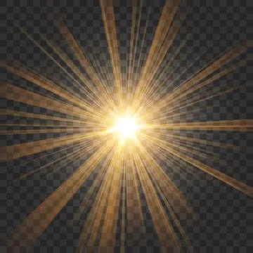 Golden Shine on Transparent background, Vector Illustration Stock Illustration