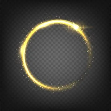 Golden shining circle text frame illustration isolated on transparent background Stock Illustration