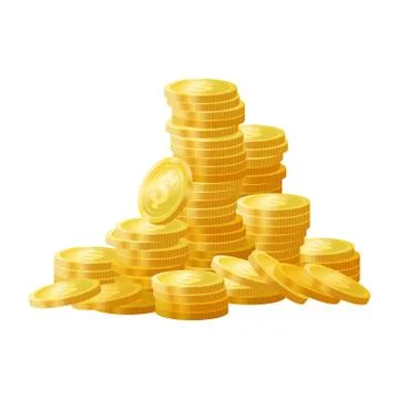 Golden shiny coins pile, stack vector illustration Stock Illustration