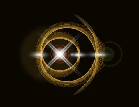 Golden shiny loop on a dark background. Bright Star. abstraction. illustratio Stock Illustration