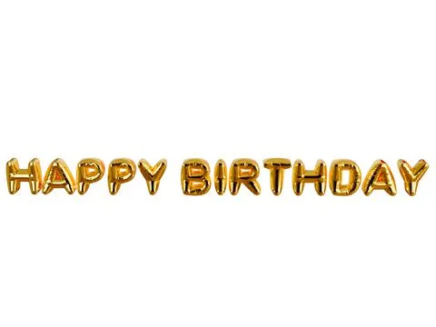 Golden shiny realistic 3D rendering Foil Balloons  Happy birthday . Stock Illustration
