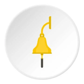 Golden ship bell icon circle Stock Illustration