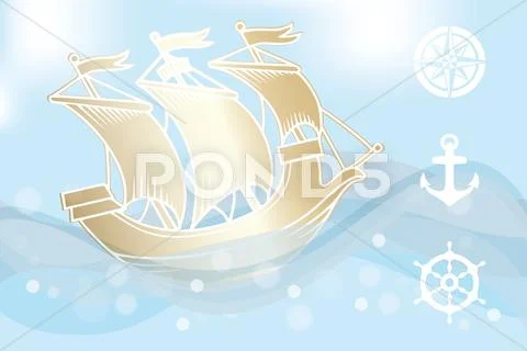 The golden ship Stock Illustration