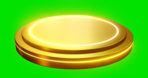 Golden show case rounding double step with glowing light. Stock Footage 241474355