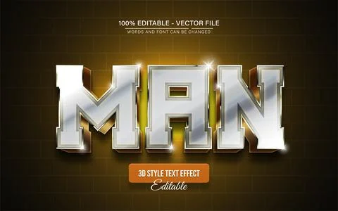 Golden silver man 3d text effect editable Illustrazione stock