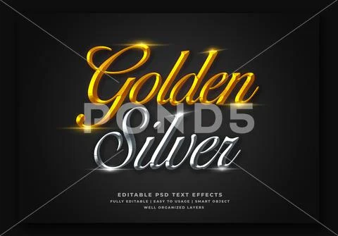 Golden silver text style effect mockup - PSD Template PSD Template