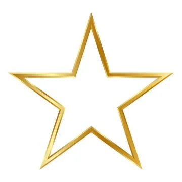 Golden Simple 3D Star Frame Isolated on White Background 스톡 일러스트