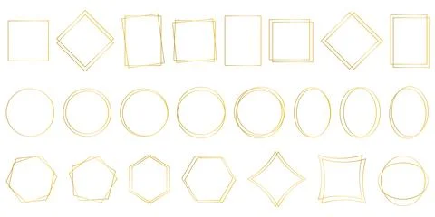 Golden simple geometric frames set Stock Illustration