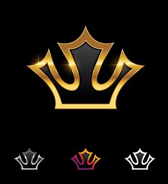 Golden Simple Stylish Crown Vector Sign Stock Illustration