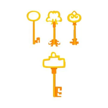 Golden skeleton keys unlocking hidden mystery and solution Stock Illustration