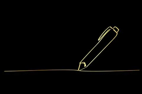 Golden sketch Simple vector single line pen at black Stock Illustration