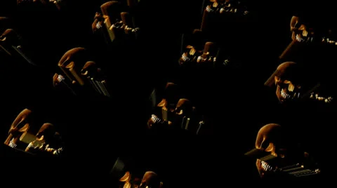 Golden Skulls Motion Mapping Stock Footage 24719544