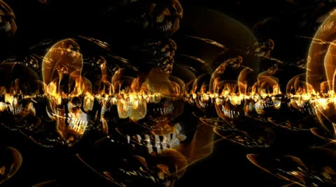 Golden Skulls Motion Mapping Stock Footage 24719577